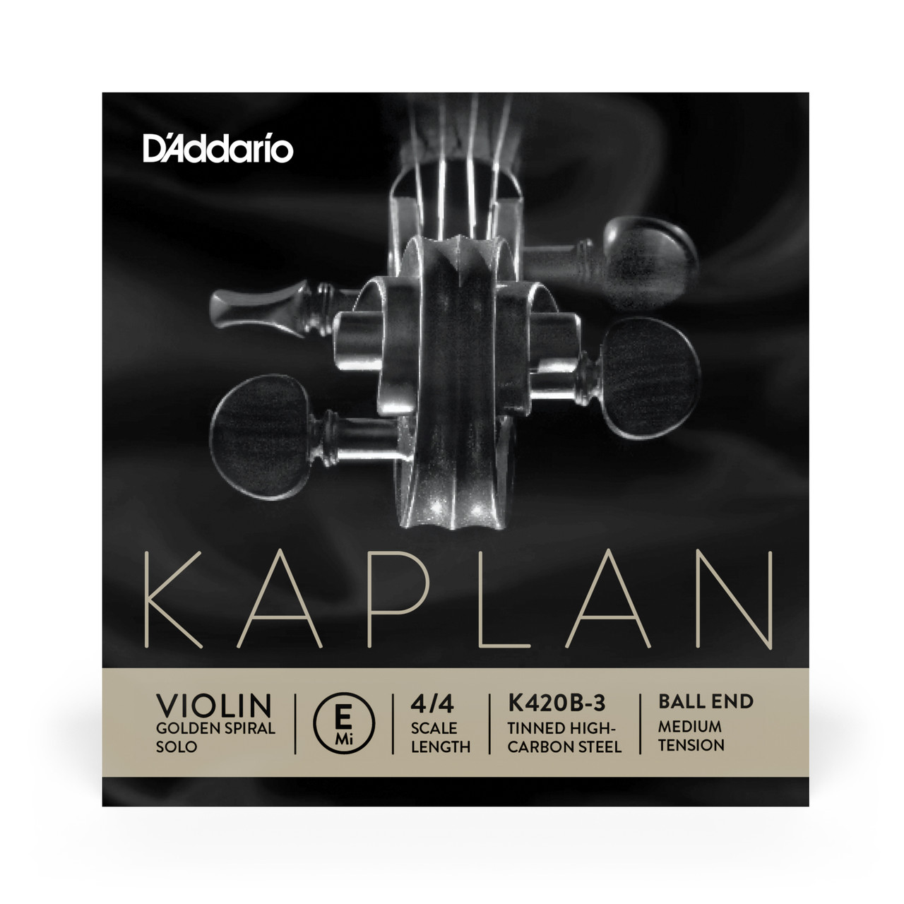 D'Addario Kaplan Golden Spiral Solo Violin Single E String, 4/4 Scale, Medium Tension