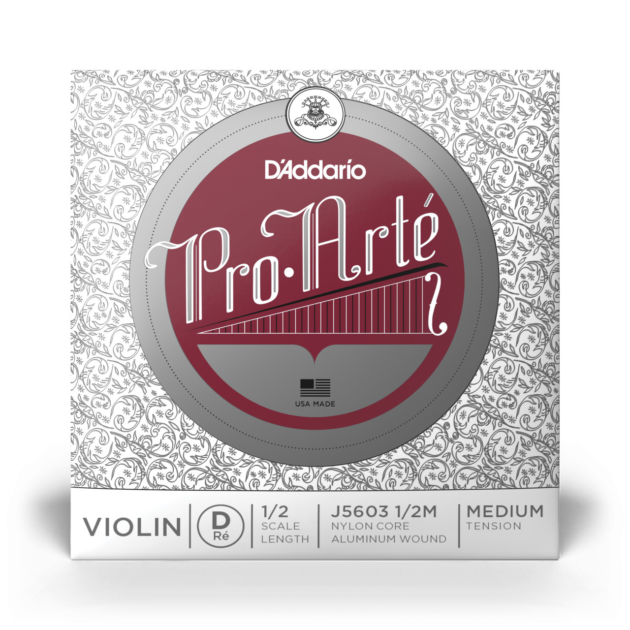 D'Addario Pro-Arte Violin Single D String, 1/2 Scale, Medium Tension