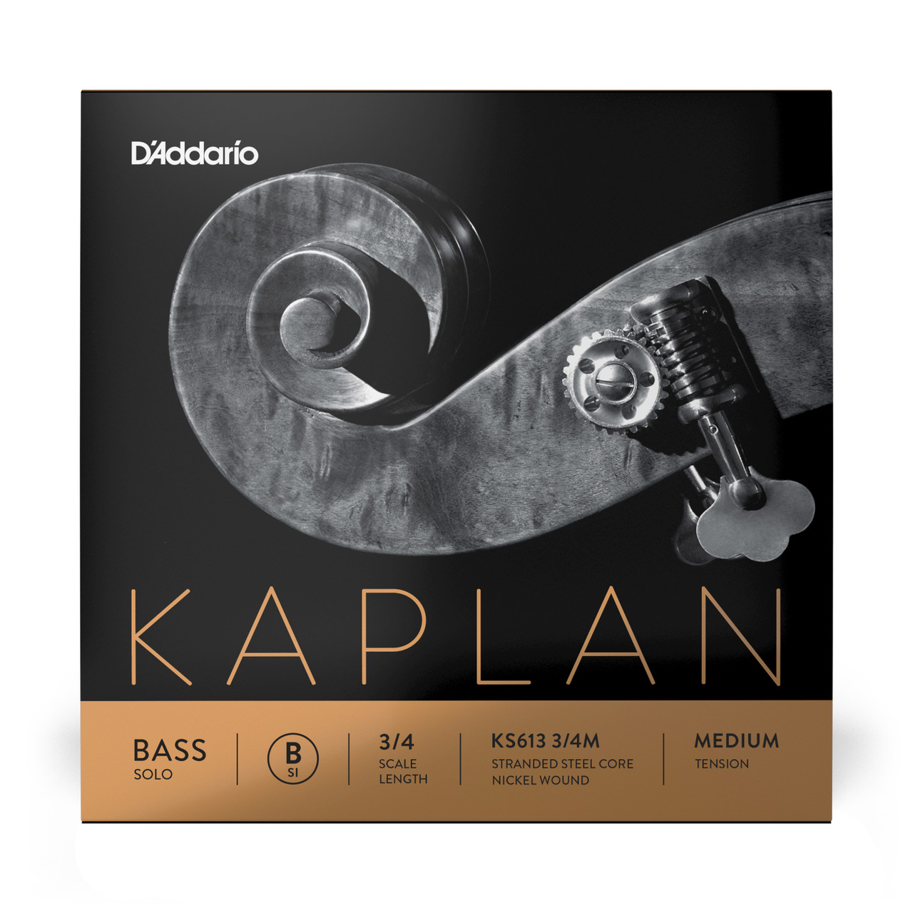 D'Addario Kaplan Solo Double Bass B String, 3/4 Scale, Medium Tension