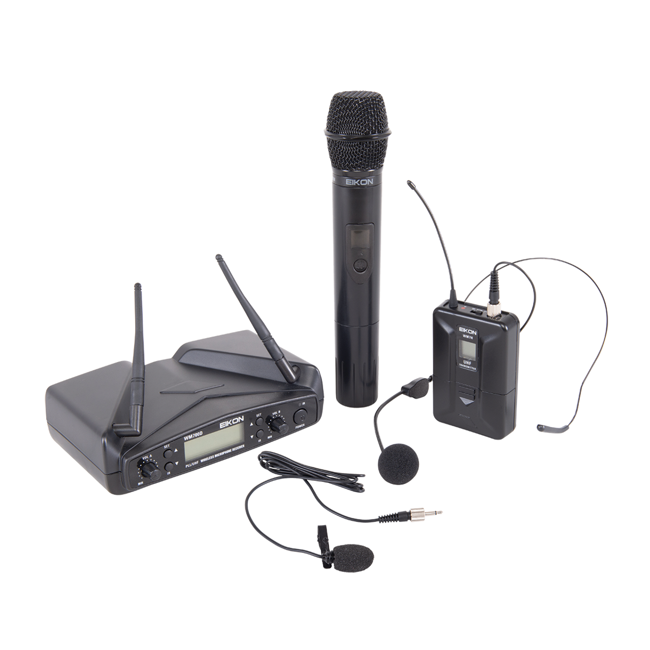 Eikon WM700DKITA Handheld + Belt-Pack with Headset & Lapel Dual Wireless System 516-562Mhz