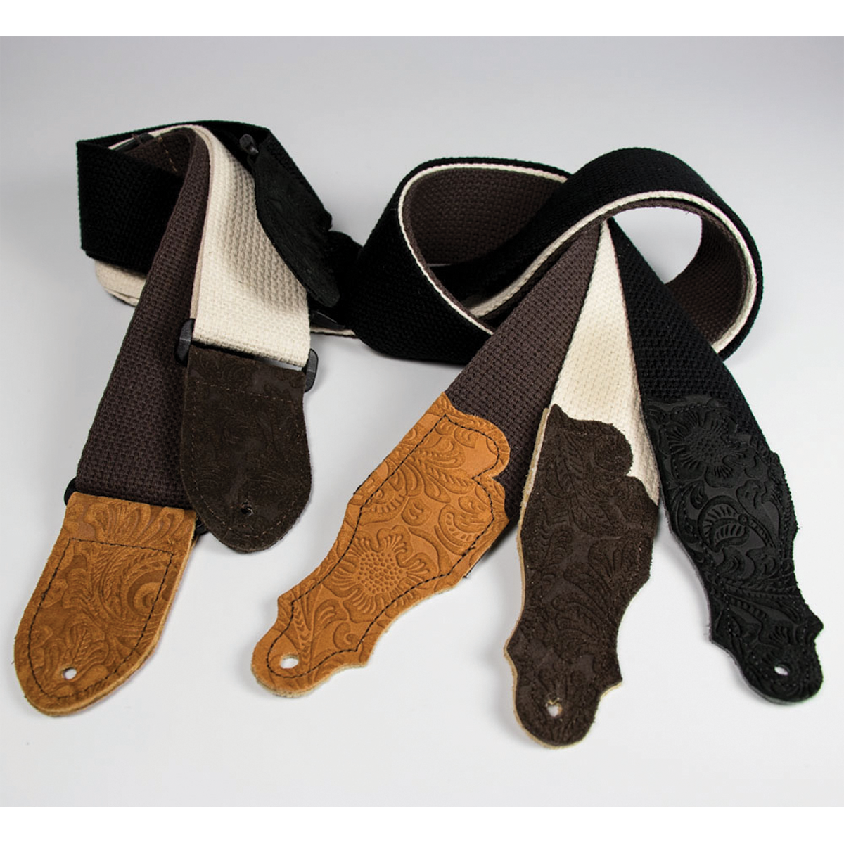 Franklin 2" Black Cotton Strap with Embossed Black Suede End Tab