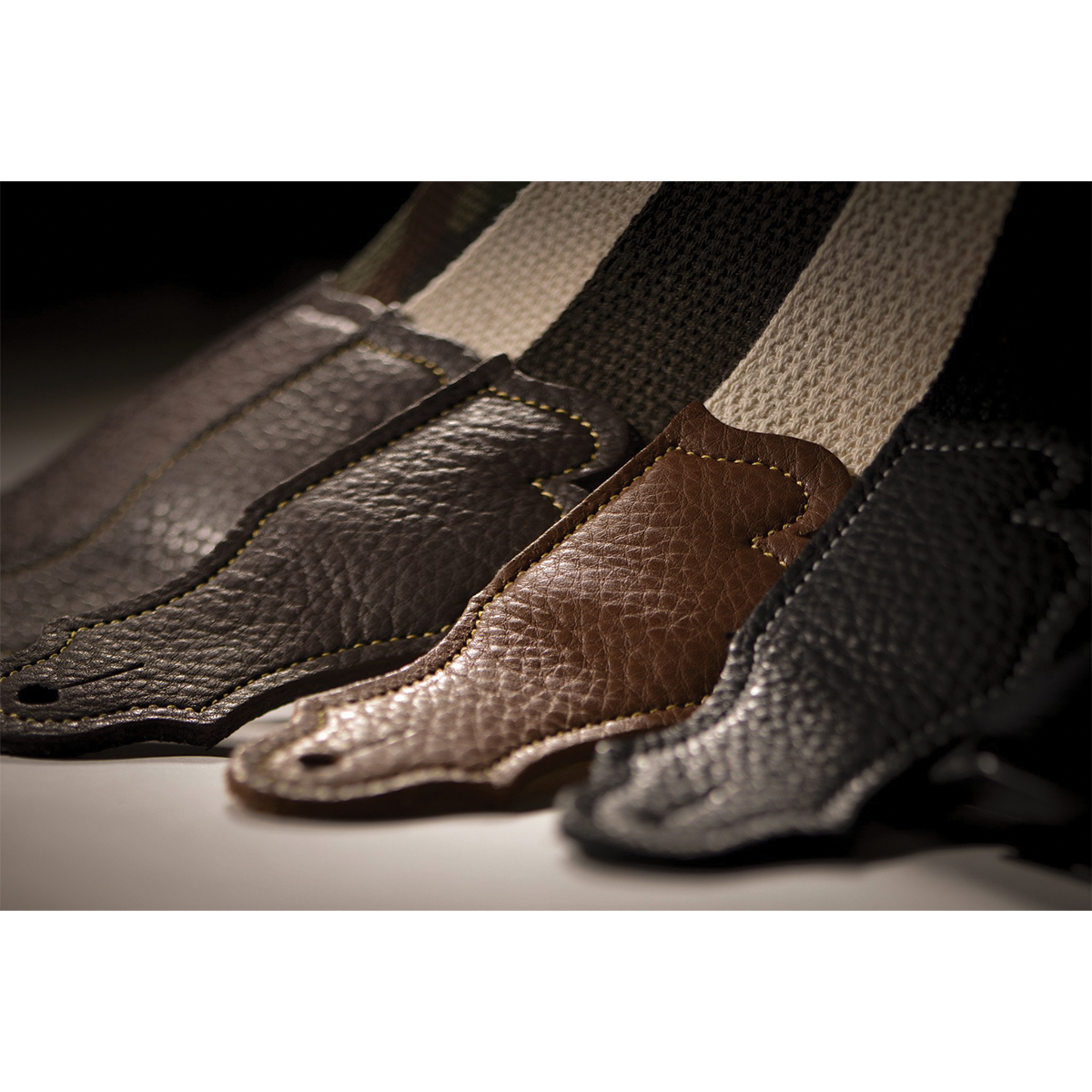 Franklin 2" Natural Cotton Strap with Pebbled Caramel Glove Leather End Tab