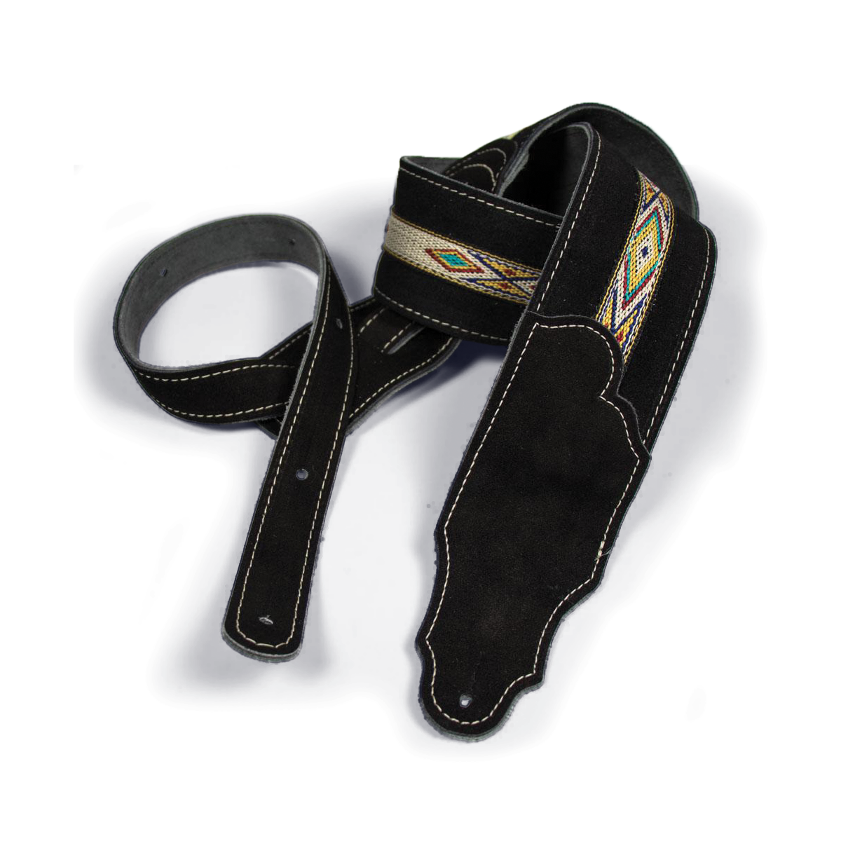 Franklin Southwest 2.5" Black Suede with Hitch Weave & Natural Stitching