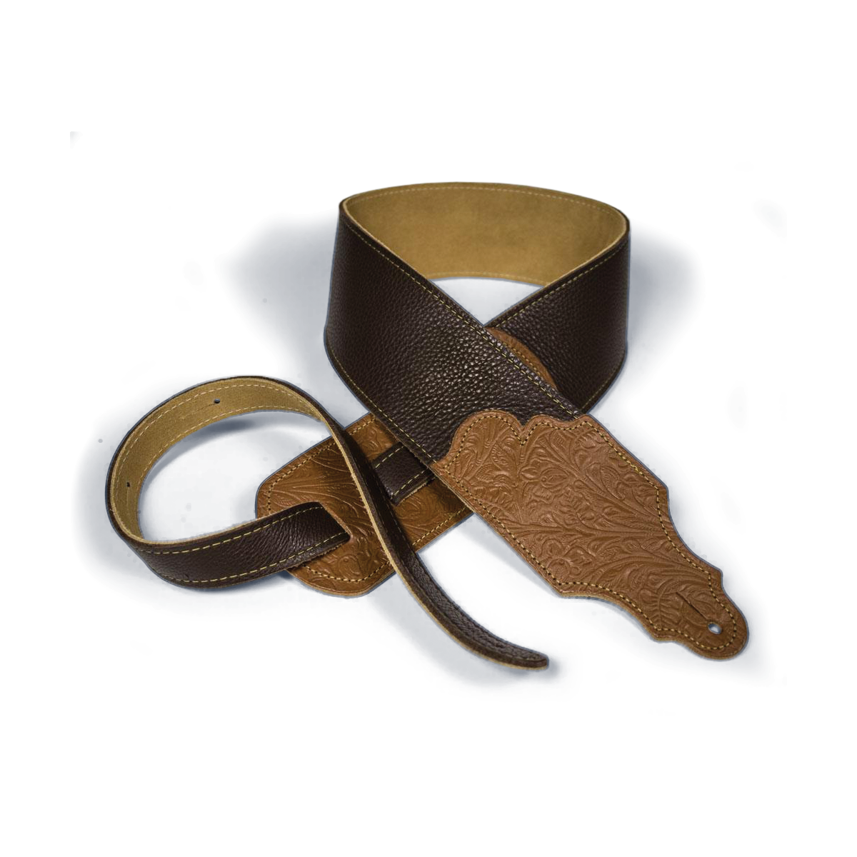 Franklin 3" Chocolate Glove Leather with Tooled Caramel Ends