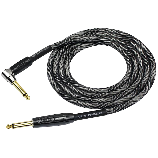 Kirlin IWB202WBW 20ft Premium Plus Wave Black Instrument Cable RA - Straight