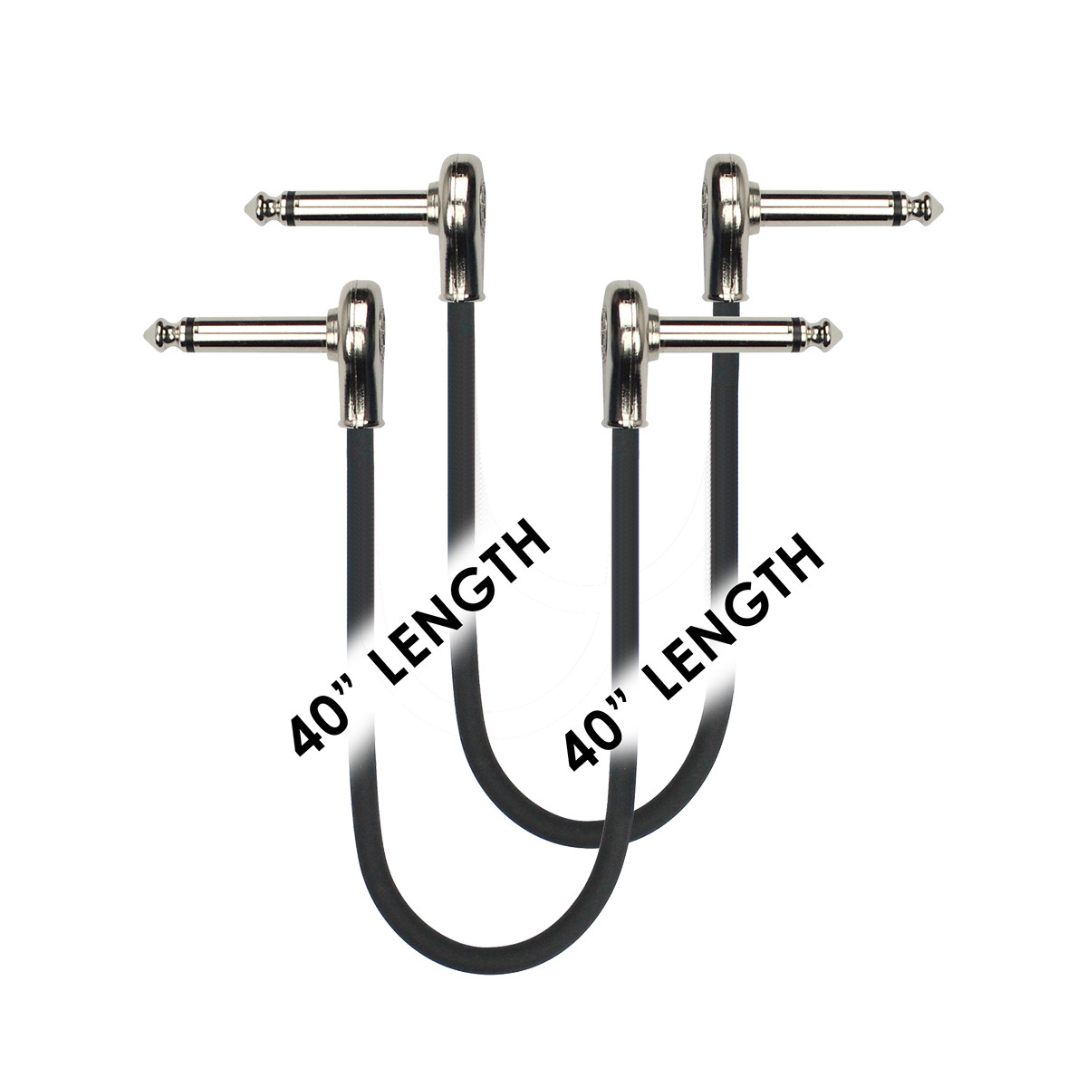 Kirlin 40" Flat Connector Black Patch Cables 2-Pack