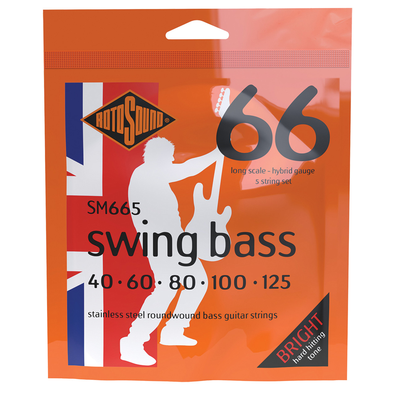 Rotosound RSM665 Swing Bass 66 Hybrid 40 - 125 Stainless Steel Long Scale 5-String Set