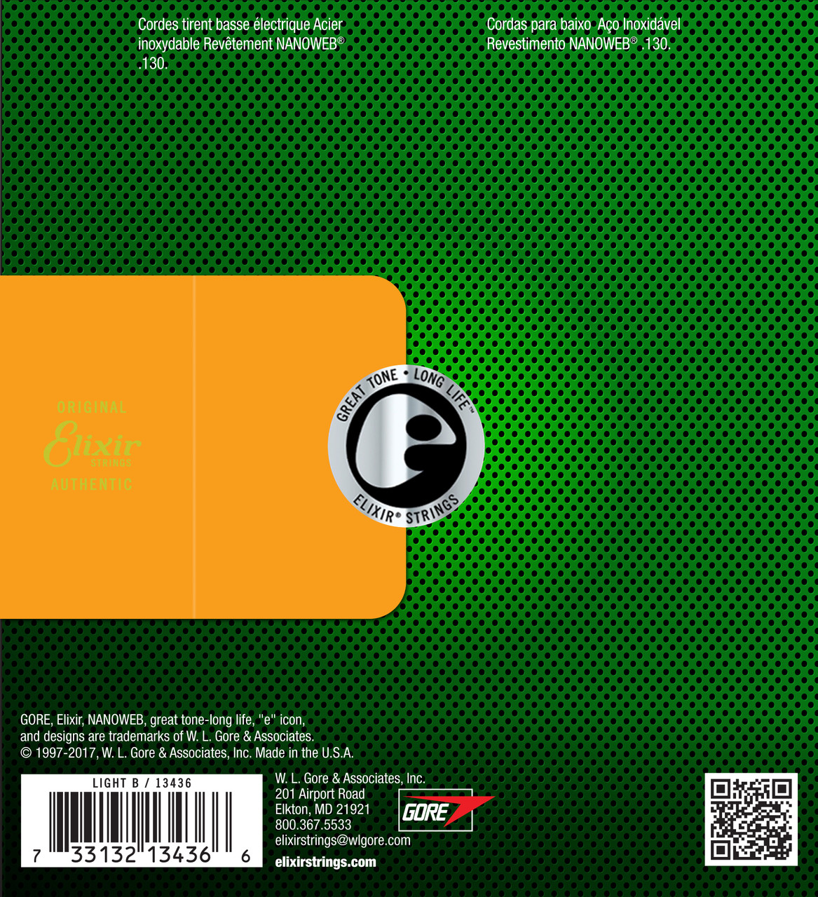 Elixir 13436 Nanoweb Single  Stainless Steel Bass .130