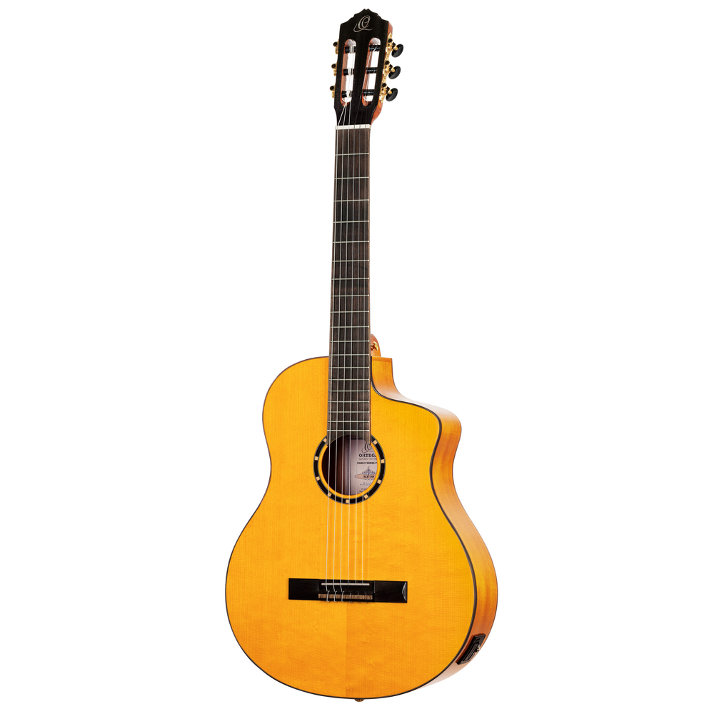 ORTEGA Family Series Pro 4/4 Acoustic Guitar 6 String - Solid Spruce / Cypress Gloss Stain Yellow + Gig Bag