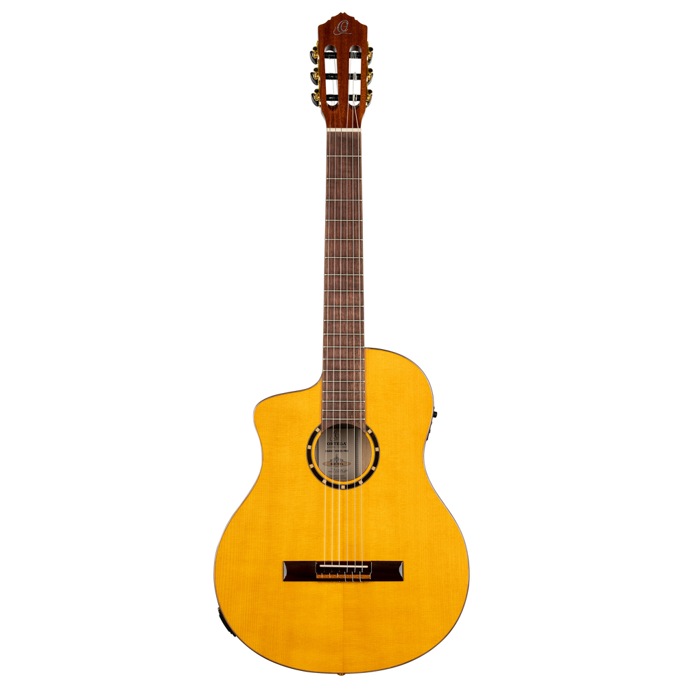 ORTEGA Family Series Pro 4/4 Acoustic Guitar 6 String Lefty - Solid Spruce / Cypress Gloss Stain Yellow + Gig Bag