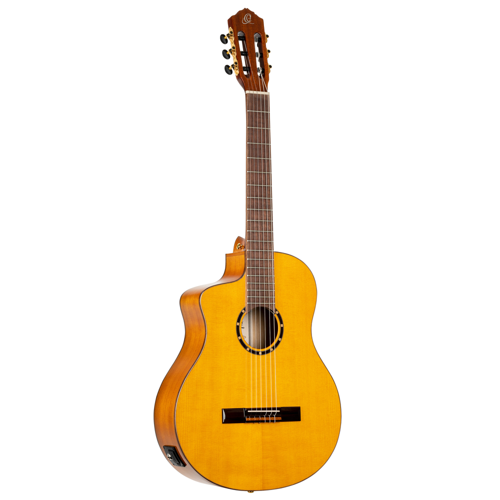 ORTEGA Family Series Pro 4/4 Acoustic Guitar 6 String Lefty - Solid Spruce / Cypress Gloss Stain Yellow + Gig Bag