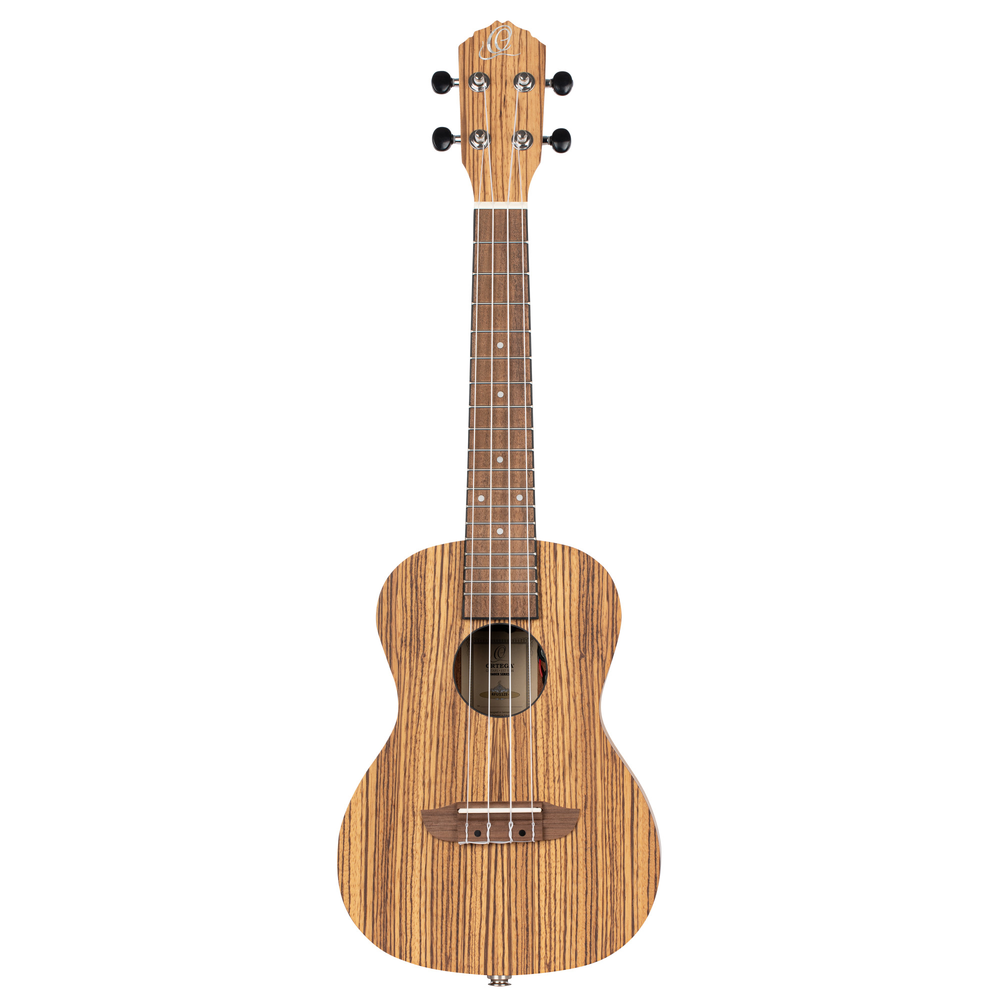 ORTEGA Timber Series Concert Preamp Ukulele 4 String Lefty - Zebrawood Natural + Bag
