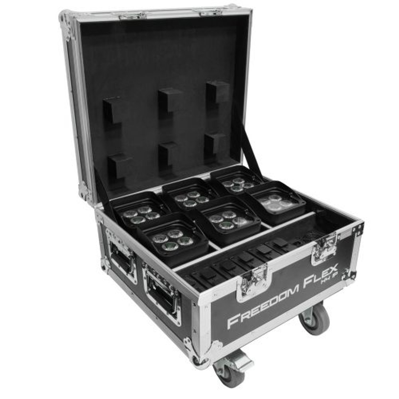 Chauvet Dj Freedom Flex H4 IP X6 PackIncludes 6x H4IP, 6x Batteries, Charging Case and IRC-6 Remote