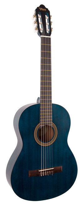 VALENCIA VC204TBU Classical Guitar Transparent Blue Full Size