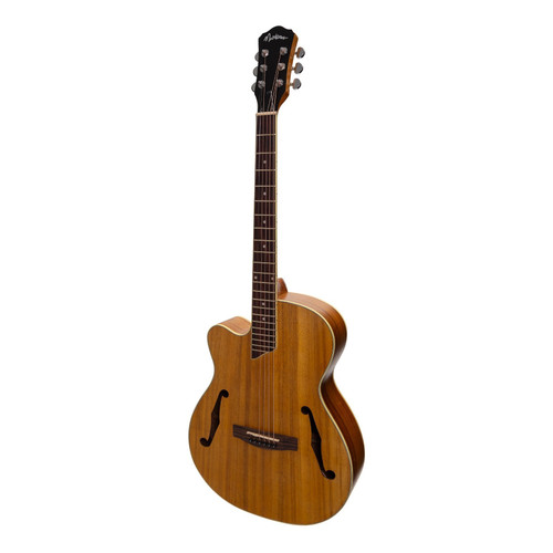 Martinez Left Handed Jazz Hybrid Acoustic-Electric Small Body Cutaway Guitar (Koa)