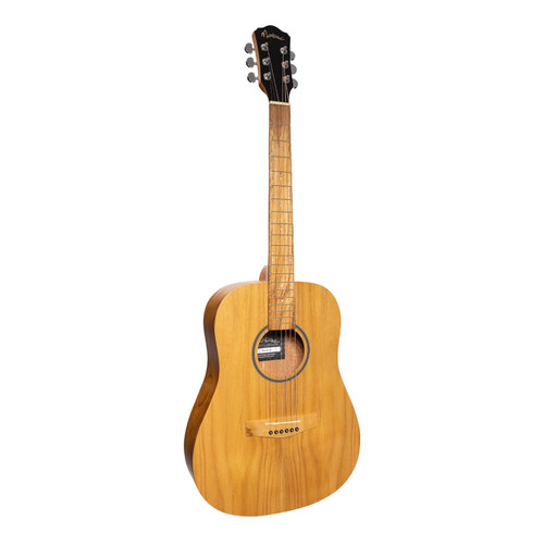 Martinez Left Handed Acoustic Middy Traveller Guitar (Jati-Teakwood)