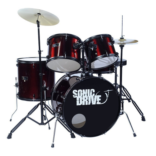 Sonic Drive 5-Piece Rock Drum Kit with 22" Bass Drum (Metallic Wine Red)