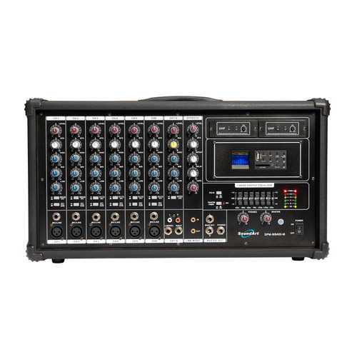 SoundArt 8 Channel 400 Watt Dual Wireless Powered Mixer PA System with MP3 Player SoundArt 8 Channel 400 Watt Dual Wireless Powered Mixer PA System with MP3 Player