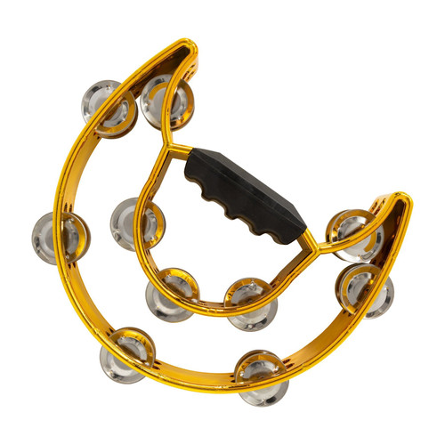 Drumfire Double Row Half Moon Tambourine (Gold)