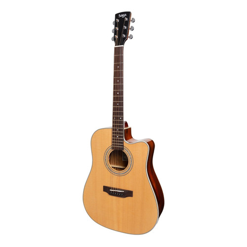 Saga '850 Series' Solid Spruce Top Acoustic-Electric Dreadnought Cutaway Guitar (Natural Gloss) Saga '850 Series' Solid Spruce Top Acoustic-Electric Dreadnought Cutaway Guitar (Natural Gloss)