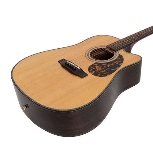 Saga DS20 Solid Spruce Top Acoustic-Electric Dreadnought Cutaway Guitar (Natural Gloss)
