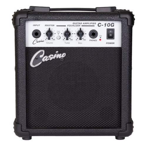 Casino ST-Style Left Handed Short-Scale Electric Guitar and 10 Watt Amplifier Pack (Black)
