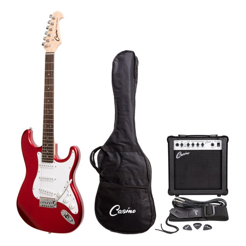 Casino ST-Style Electric Guitar and 15 Watt Amplifier Pack (Candy Apple Red) Casino ST-Style Electric Guitar and 15 Watt Amplifier Pack (Candy Apple Red)
