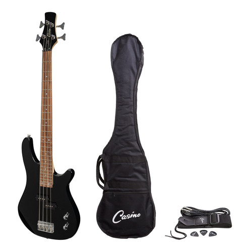 Casino '24 Series' Short Scale Tune-Style Electric Bass Guitar Set (Black) Casino '24 Series' Short Scale Tune-Style Electric Bass Guitar Set (Black)