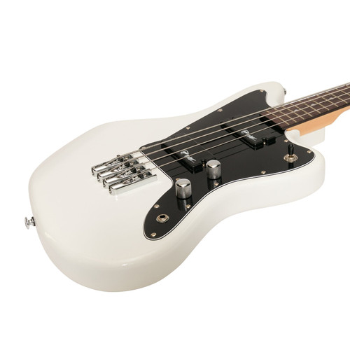 Badger Short Scale Offset Bass Guitar (White)