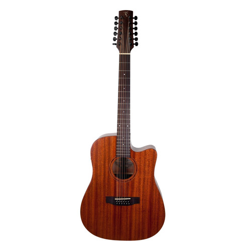 Timberidge 'Messenger Series' 12-String Mahogany Solid Top Acoustic-Electric Dreadnought Cutaway Guitar (Natural Satin) Timberidge 'Messenger Series' 12-String Mahogany Solid Top Acoustic-Electric Dreadnought Cutaway Guitar (Natural Satin)