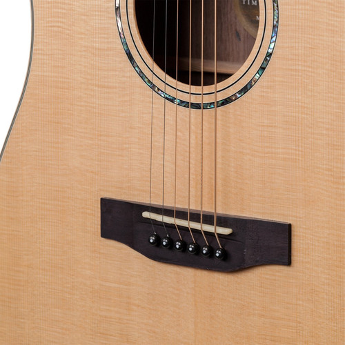 Timberidge '3 Series' Left Handed Spruce Solid Top Acoustic-Electric Small-Body Cutaway Guitar with 'Tree of Life' Inlay (Natural Gloss)