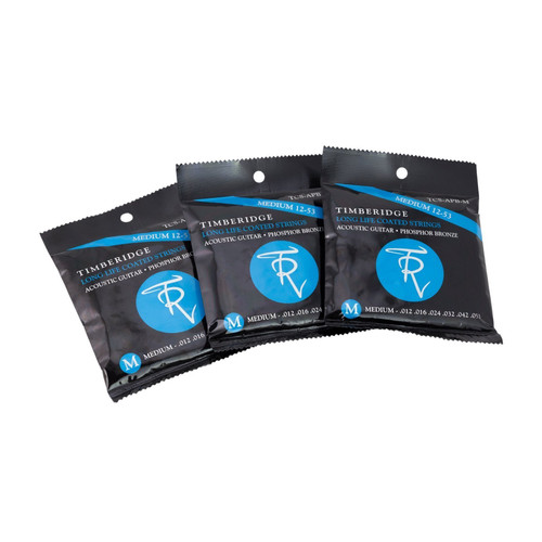 Timberidge 3 Pack Medium Phosphor Bronze Long Life Coated Acoustic Guitar Strings (12-53)