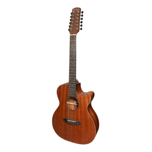 Martinez 'Natural Series' Solid Mahogany Top 12-String Acoustic-Electric Small Body Cutaway Guitar (Open Pore)