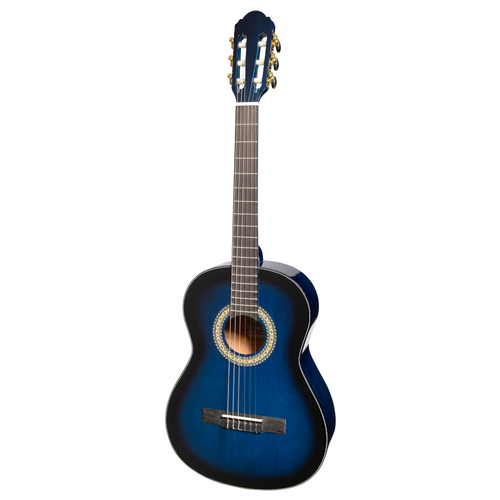 Martinez 'Slim Jim' G-Series 3/4 Size Electric Classical Guitar with Tuner (Blue-Gloss)