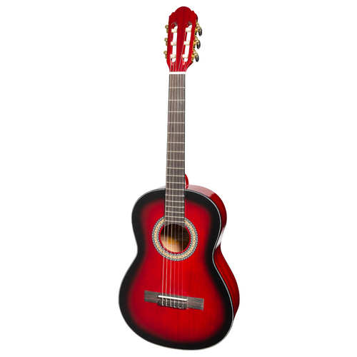 Martinez 'Slim Jim' G-Series 3/4 Size Electric Classical Guitar with Tuner (Trans Wine Red-Gloss)
