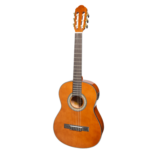 Martinez 'Slim Jim' G-Series Left Handed 3/4 Size Electric Classical Guitar with Tuner (NATURAL-Gloss)