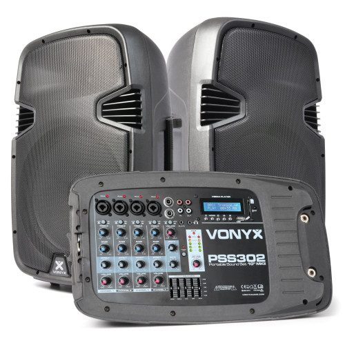 Vonyx PSS302 10" Portable PA System with Bluetooth 300W