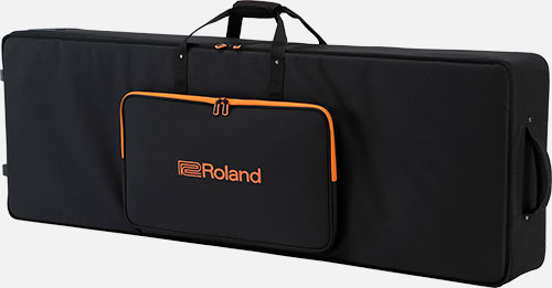 Semi-rigid keyboard case with integrated wheels for 88-note instruments.