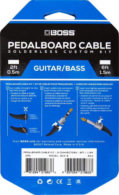 Boss BCK-6 Pedalboard Cable Kit 6 6 connectors / 6ft cable