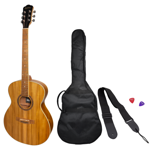 Martinez '41 Series' Folk Size Acoustic Guitar Pack with Built-in Tuner (Jati-Teakwood) Martinez '41 Series' Folk Size Acoustic Guitar Pack with Built-in Tuner (Jati-Teakwood)