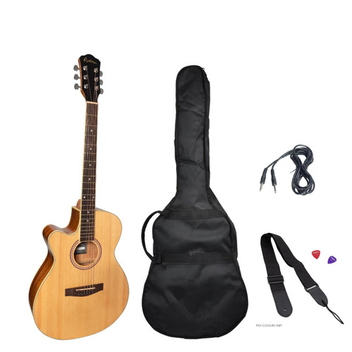 Martinez Left-Handed '41 Series' Folk Size Cutaway Acoustic-Electric Guitar Pack (Spruce/Rosewood) Martinez Left-Handed '41 Series' Folk Size Cutaway Acoustic-Electric Guitar Pack (Spruce/Rosewood)