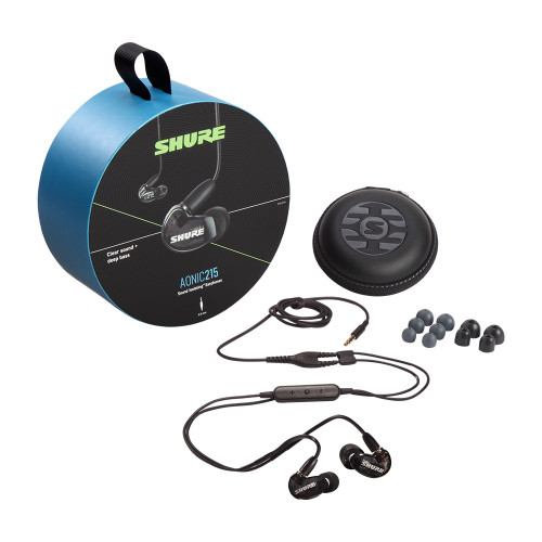 Shure SHR-SE215DYBKUNI AONIC 215 Earphone Sound Isolating; Single Driver w/ RMCE-UNI; Black