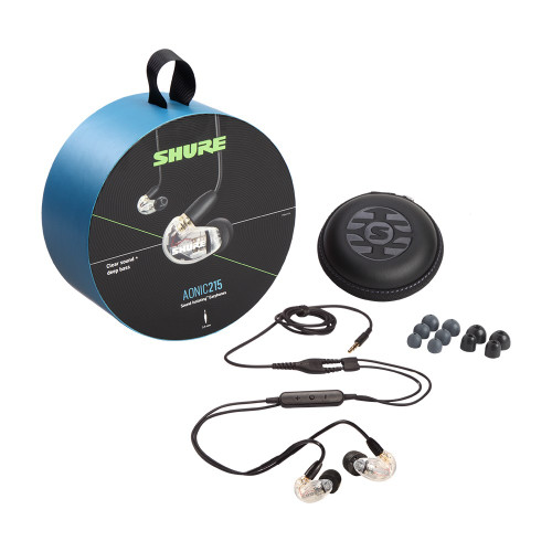 Shure SHR-SE215DYCLUNI AONIC 215 Earphone Sound Isolating; Single Driver w/ RMCE-UNI; Clear