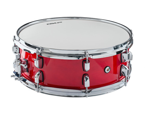 14" x 5". 6 ply. Maple shell with 16 chrome lugs with black gaskets. Super smooth strainer. DXP Coated Drum head. Red Maple finish.