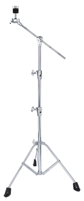 Pro heavy duty, hideaway boom/straight lightweight Cymbal stand with single braced legs. Ball joint adjustable tilter with infinite fine adjustment. 3 tier stand. Ergo style memory locks. Knurled boom arm.