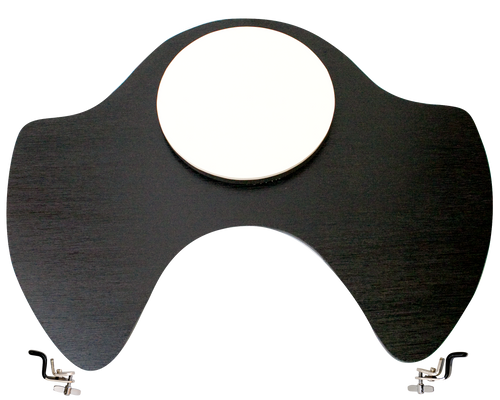 20" Bass Drum mute. Plywood backing board with soft rubber pad. Includes metal clamps to attach to rim.