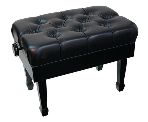 Piano Bench-Adjust Padded Concert Button Black