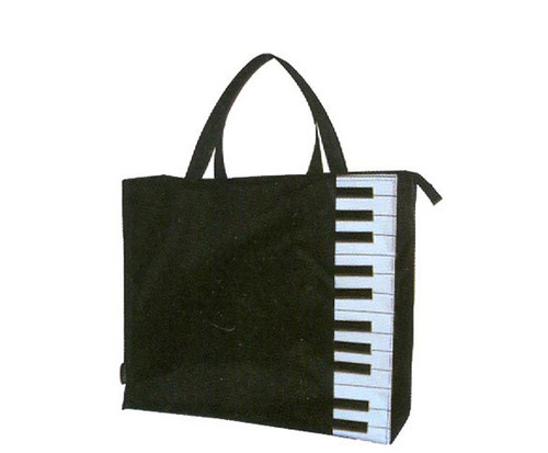 Music Carry Bag-Wide Black w/Piano keys