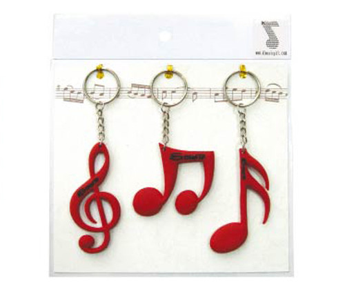 Key Ring Set(3Pc)Clef/Quav/Semi Red