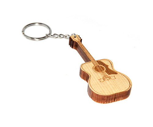 Key Chain - Wooden Western Guitar